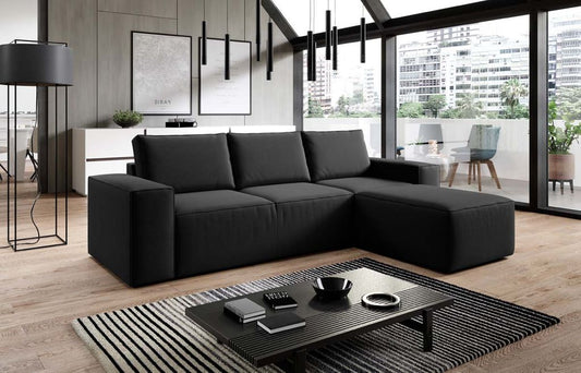 Silla Ecksofa 302 x 204 cm Schwarz (Webstoff - Vero)