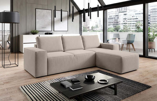 Silla Ecksofa 302 x 204 cm Beige (Webstoff - Sola)