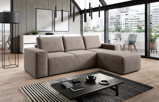 Silla Ecksofa 302 x 204 cm Braun meliert (Webstoff)