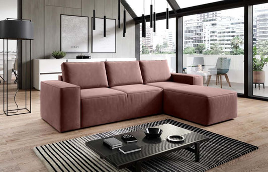 Silla Ecksofa 302 x 204 cm Rosa (Webstoff - Lukso)