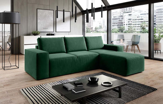 Silla Ecksofa 302 x 204 cm Dunkelgrün (Webstoff - Lukso)