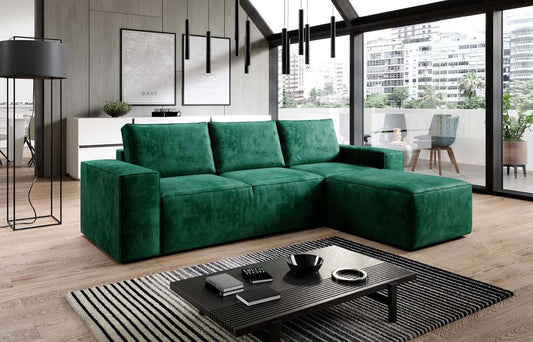 Silla Ecksofa 302 x 204 cm Grün (Samt - Nube)