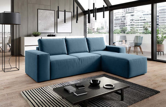 Silla Ecksofa 302 x 204 cm Hellblau (Kunstleder)