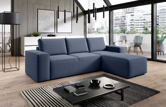 Silla Ecksofa 302 x 204 cm Blau (Velour - Gojo)