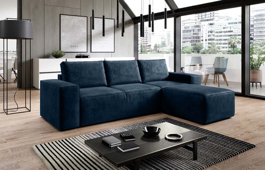 Silla Ecksofa 302 x 204 cm Blau (Samt - Nube)