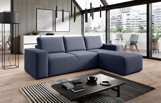 Silla Ecksofa 302 x 204 cm Blau (Velour)