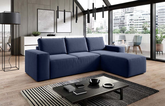 Silla Ecksofa 302 x 204 cm Blau (Kunstleder)