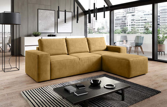 Silla Ecksofa 302 x 204 cm Gelb (Samt - Nube)