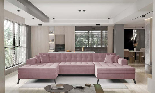 Vertizo Wohnlandschaft 350 x 170 cm Rosa (Samt)