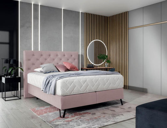 Cortina Boxspringbett 140 - 180 cm; Rosa (Samt)