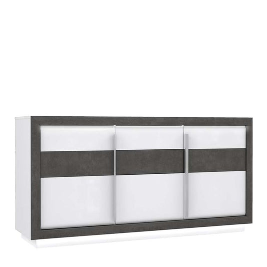 CANNES Sideboard inkl. Beleuchtung Dunkelgrau / Weiß