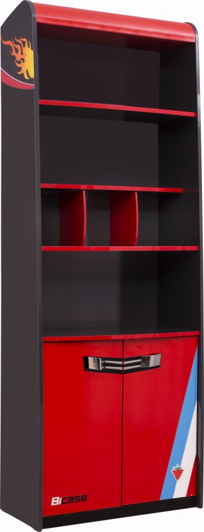 Cilek CHAMPION RACER Bücherregal Regal Schrank Grau/Rot - Froschkönig24