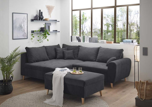 Calanda Ecksofa inkl. Hocker 249 x 175 cm Anthrazit