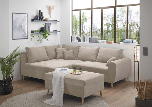 *AUSSTELLUNG* Calanda Ecksofa inkl. Hocker 249 x 175 cm Beige