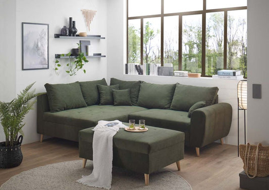 Calanda Ecksofa inkl. Hocker 249 x 175 cm Moosgrün