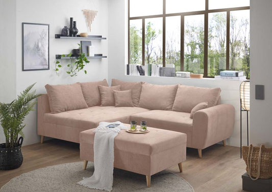 Calanda Ecksofa inkl. Hocker 249 x 175 cm Rosa