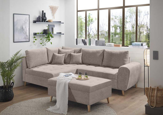 Calanda Ecksofa inkl. Hocker 249 x 175 cm Taupe