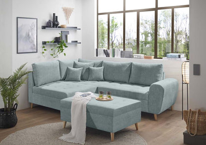 Calanda Ecksofa inkl. Hocker 249 x 175 cm Hellblau