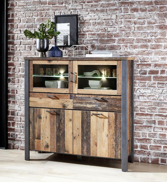 Cardiff Highboard inkl. Beleuchtung Used Style