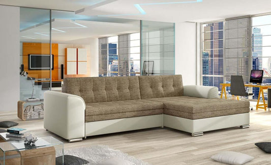 Conforti Ecksofa 270 x 165 cm inkl. Liegefläche, Beige (Webstoff)