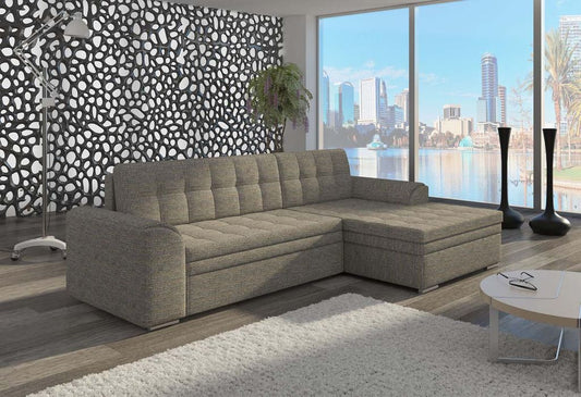 Conforti Ecksofa 270 x 165 cm inkl. Liegefläche, Grau-Beige (Webstoff)