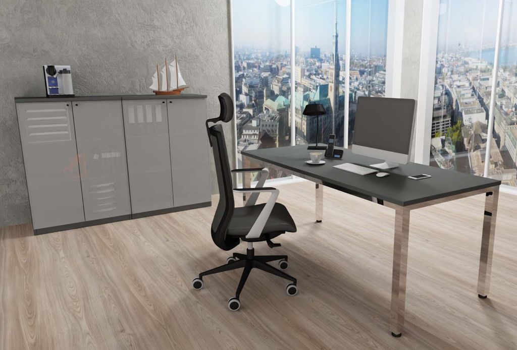 E10 Chefbüro 3-teilig 180 x 80 cm Anthrazit