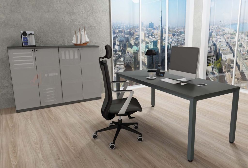 E10 Chefbüro 3-teilig 180 x 80 cm Anthrazit