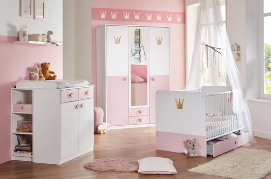 Cindy2 Babyzimmer Komplettset Weiß / Rose 3