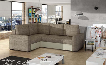 Corona Ecksofa 235 x 162 cm inkl. Liegefläche, Beige (Webstoff / Kunstleder)