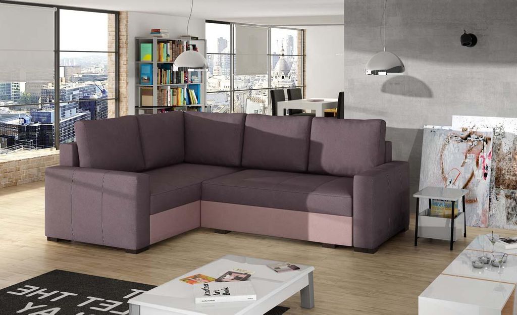 Corona Ecksofa 235 x 162 cm inkl. Liegefläche, Flieder / Rosa (Velour)