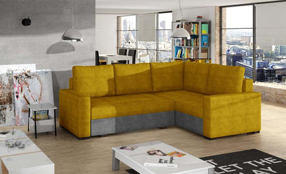 Corona Ecksofa 235 x 162 cm inkl. Liegefläche, Gelb / Grau (Velour)