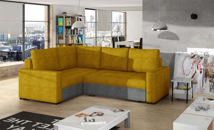 Corona Ecksofa 235 x 162 cm inkl. Liegefläche, Gelb / Grau (Velour)