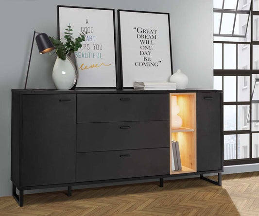 Denton Sideboard Schwarz / Artisan Eiche