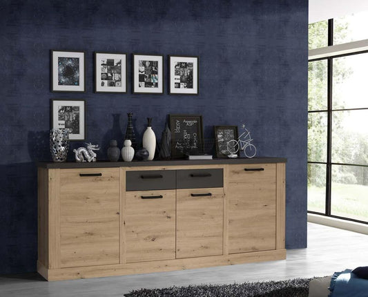 KAUNAS Sideboard 210cm Artisan Eiche/ Uni Wolfram Grau