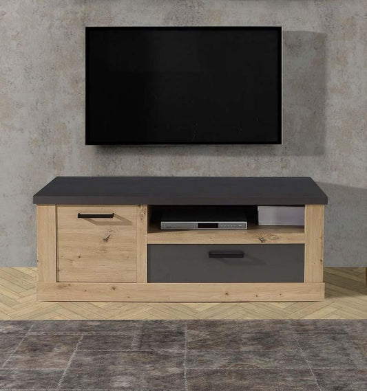 KAUNAS TV-Unterschrank 140cm Artisan Eiche / Uni Wolfram Grau