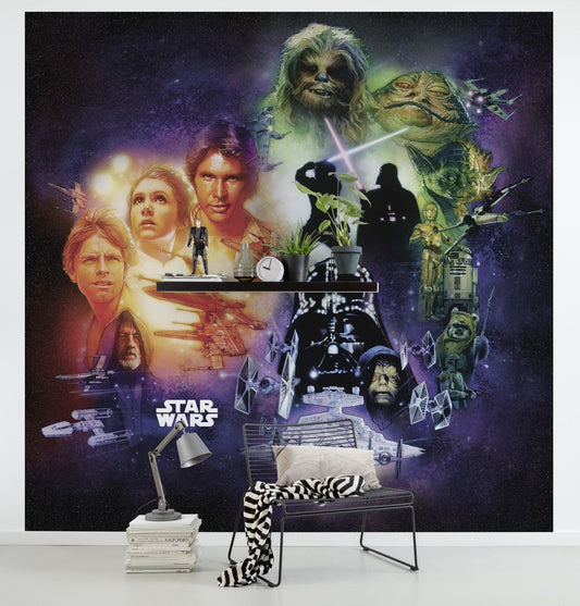 Vlies Fototapete - Star Wars Classic Poster Collage - Größe 250 x 250 cm