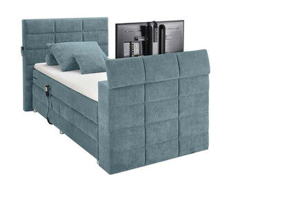 Denver Boxspringbett 120x200cm Denim inkl. Motor & motorisierte TV-Halterung