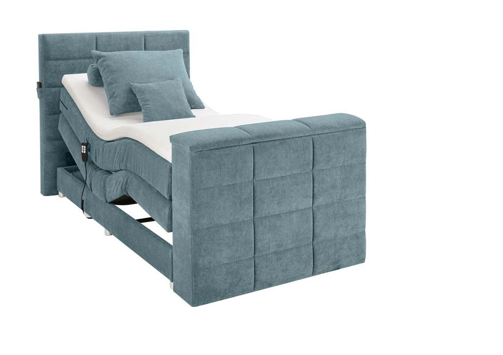 Denver Boxspringbett 120x200cm Denim inkl. Motor & motorisierte TV-Halterung