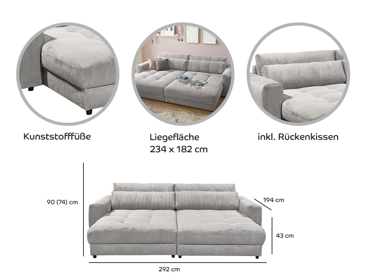 *AUSSTELLUNG* Barura Sofa Loveseat 292 x 194 cm Beige