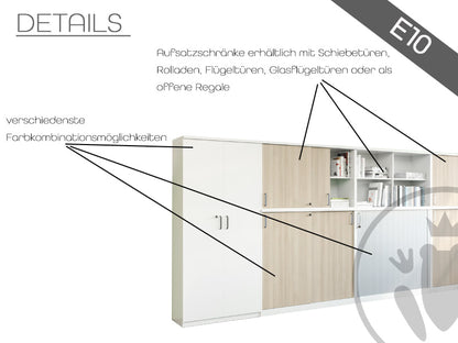 E10 Schiebetürenschrank, 1,5 Ordnerhöhen, 160 cm Breite Anthrazit