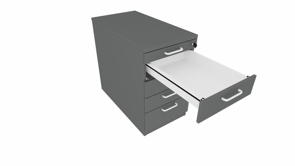 E10 Standcontainer 4 Auszüge und Utensilienauszug, 80 cm Breit, Ahorn