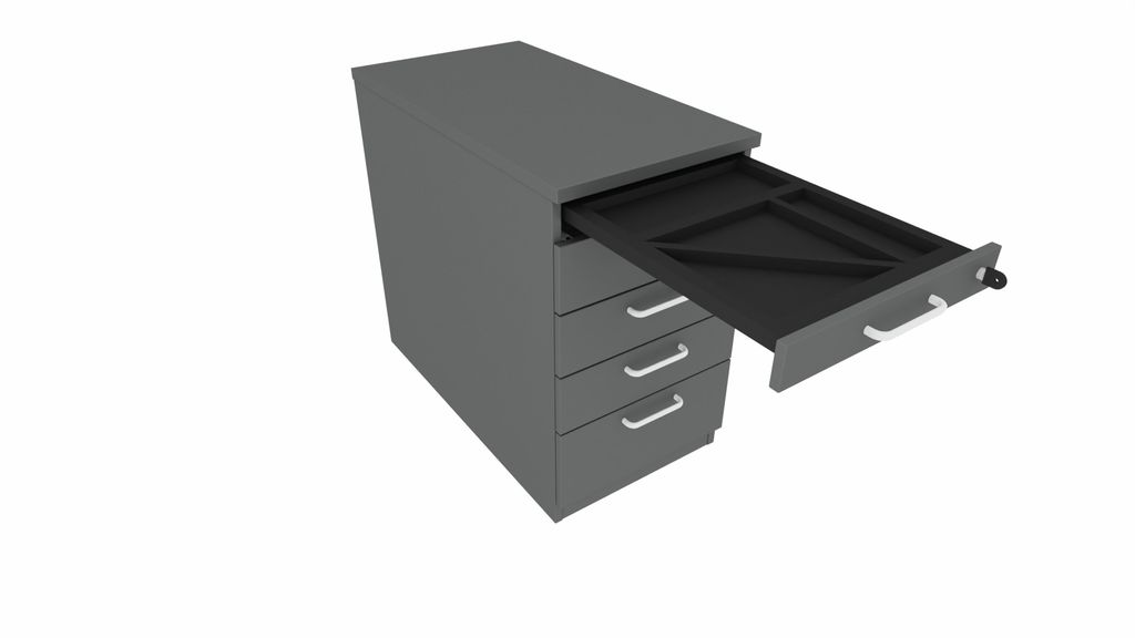 E10 Standcontainer 4 Auszüge und Utensilienauszug, 80 cm Breit, Ahorn