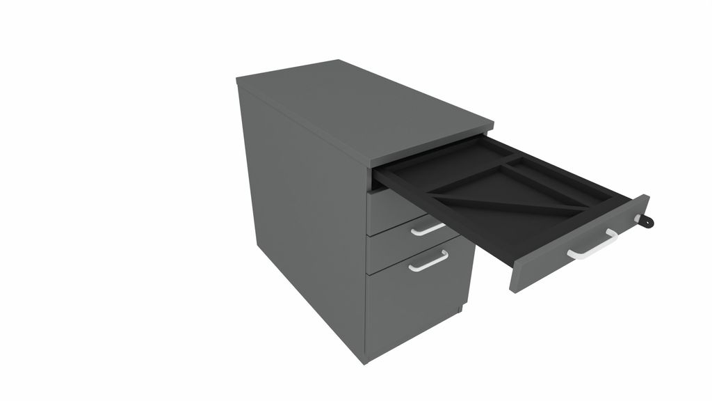 E10 Standcontainer Auszug, Utensilienauszug, Hängeregistraturauszug 80 cm Tief Lichtgrau