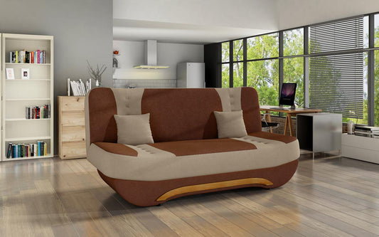 Ewa II Schlafsofa 189x90 cm Braun / Beige (Velour)