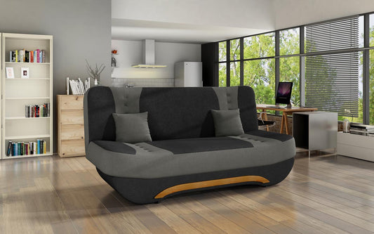 Ewa II Schlafsofa 189x90 cm Schwarz / Grau (Velour)