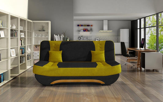 Ewa II Schlafsofa 189x90 cm Schwarz / Gelb (Velour)