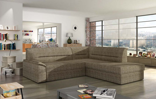 Elano Ecksofa 255 x 212 cm Beige (Webstoff)