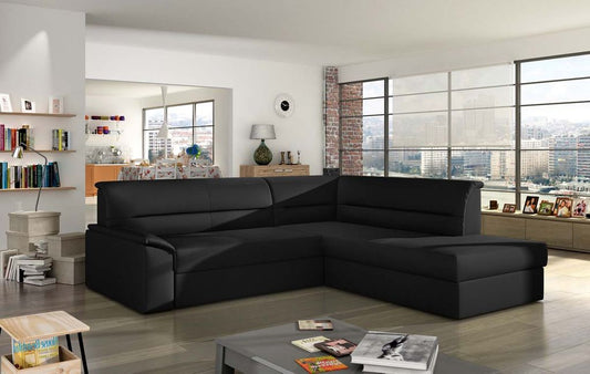 Elano Ecksofa 255 x 212 cm Schwarz (Kunstleder)