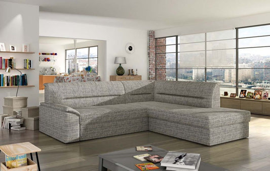 Elano Ecksofa 255 x 212 cm Grau-Beige (Webstoff)