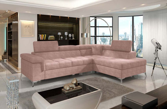 Eridano Ecksofa 275 x 202 cm Rosa (Velour - Omega)